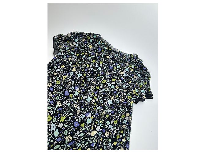 Vintage Courreges mehrfarbiges Blumen Kleid Schwarz M Mehrfarben - Ansicht 7