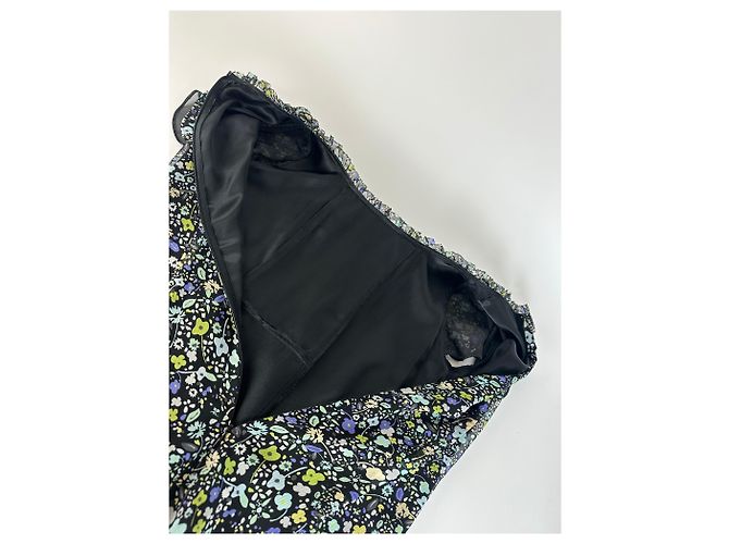 Vintage Courreges mehrfarbiges Blumen Kleid Schwarz M Mehrfarben - Ansicht 8