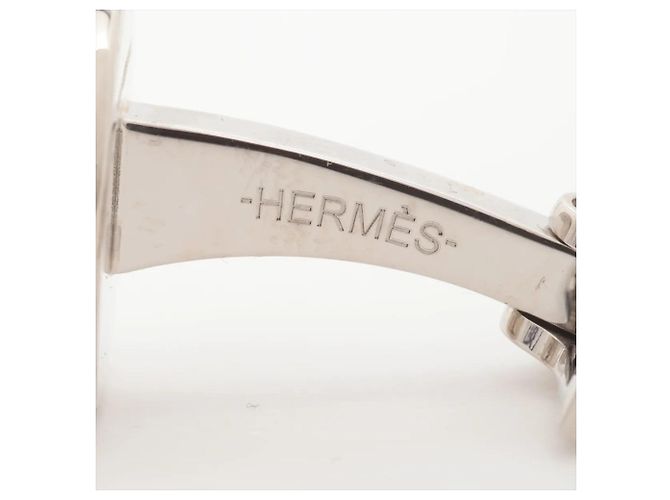 Abotoaduras Hermès Licor 2 Sellier Preto Prata - vista 3