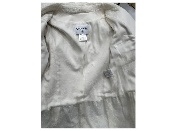 Timeless Abrigo de cuero de cordero blanco y tweed Chanel FR 36 de segunda mano - vista 7
