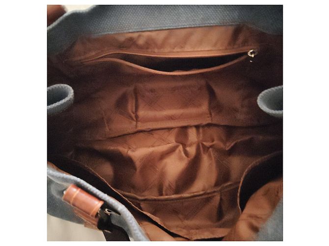 Borsa Longchamp in tela e pelle Marrone Blu - vista 5