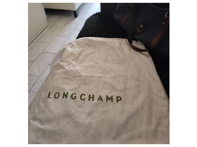Borsa Longchamp in tela e pelle Marrone Blu - vista 8