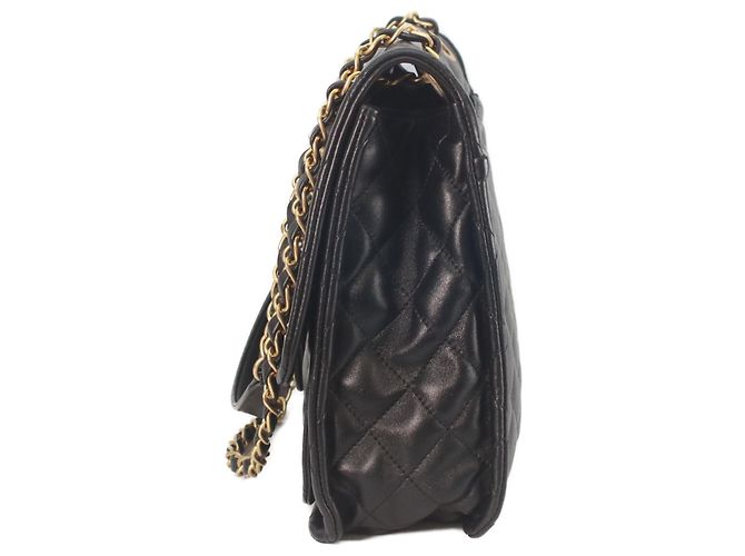 Borsa a spalla in agnello nero lucido Chanel - vista 2