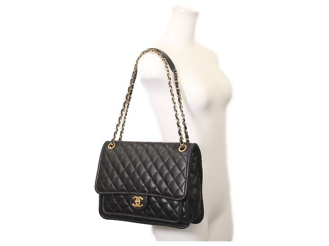 Borsa a spalla in agnello nero lucido Chanel - vista 7