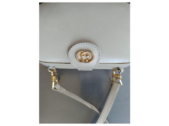 Gucci Borsa a spalla ovale in pelle beige - vista 4