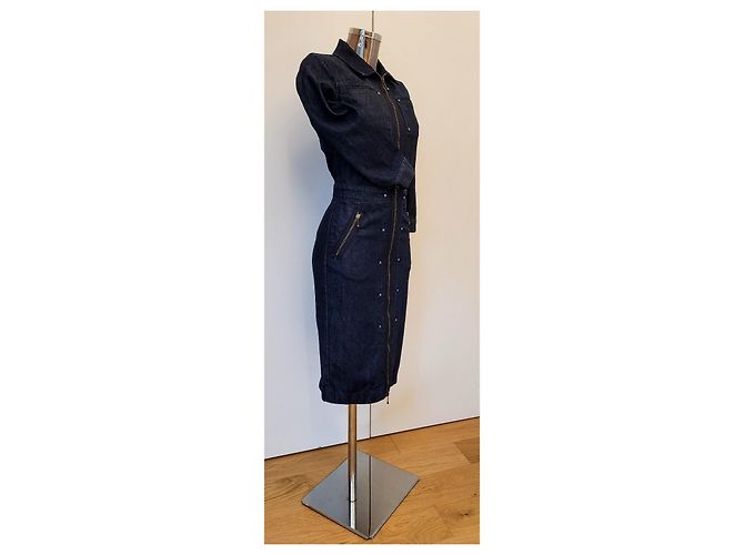 Vestido de denim ajustado Alexander McQueen Azul marino - vista 3