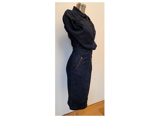 Vestido de denim ajustado Alexander McQueen Azul marino - vista 4