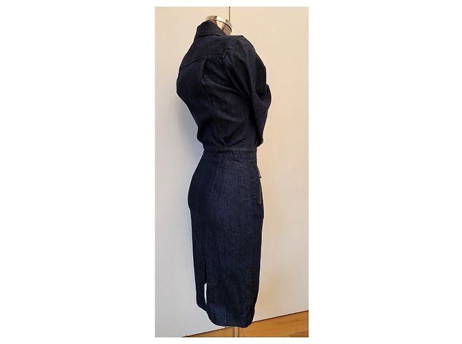 Vestido de denim ajustado Alexander McQueen Azul marino - vista 8