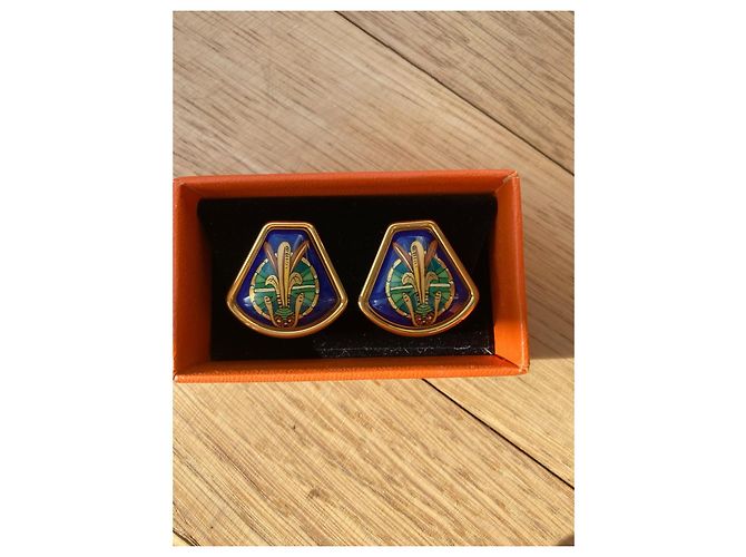 Hermès Clip-On Ohrringe in Mehrfarbenem Email und Vergoldet - Ansicht 6