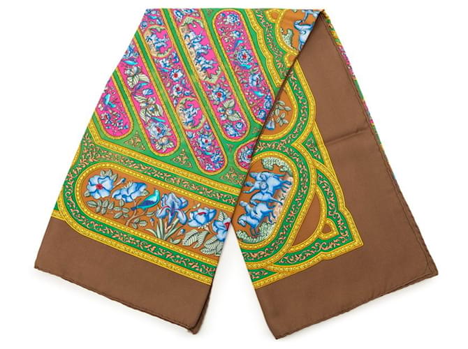 Sciarpa Hermès Carre 90 QALAMDAN Marrone Multicolore - vista 2