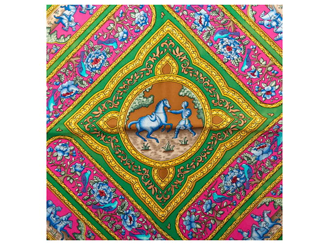 Sciarpa Hermès Carre 90 QALAMDAN Marrone Multicolore - vista 3