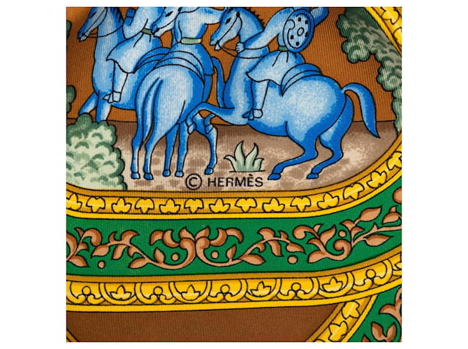 Sciarpa Hermès Carre 90 QALAMDAN Marrone Multicolore - vista 5