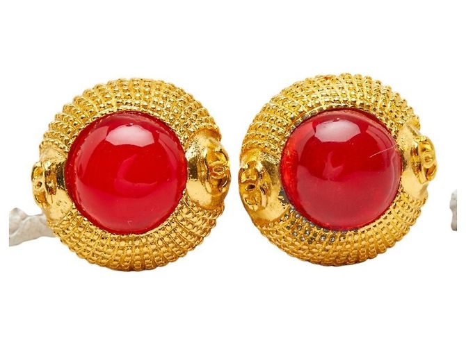 Orecchini Clip Gripoix Coco Mark di Chanel Rosso D'oro - view 2