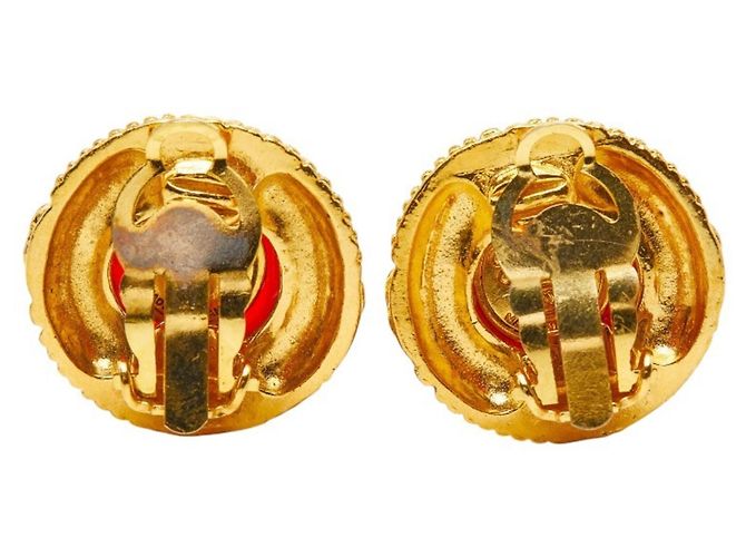 Orecchini Clip Gripoix Coco Mark di Chanel Rosso D'oro - view 3