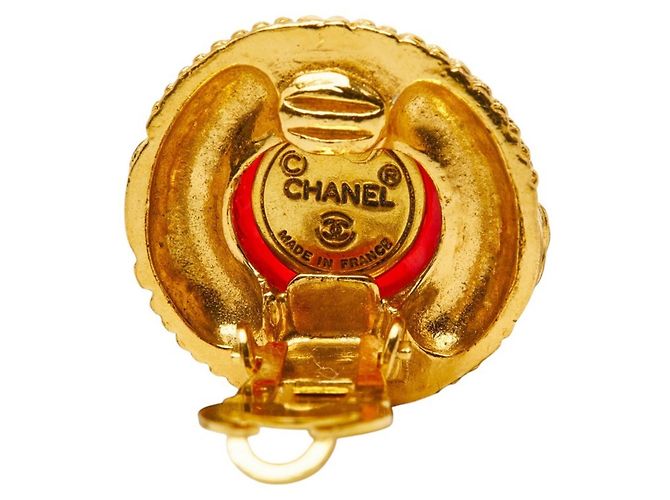 Orecchini Clip Gripoix Coco Mark di Chanel Rosso D'oro - view 4