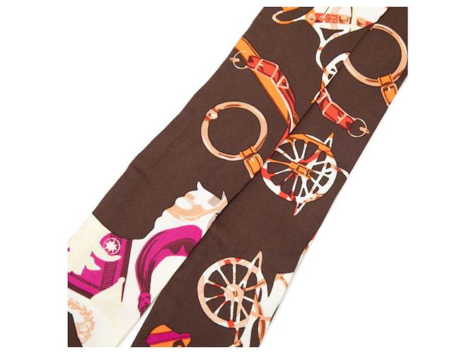 Sciarpa Muffler Hermès Twilly TOUT EN CARRE Marrone Multicolore - vista 2