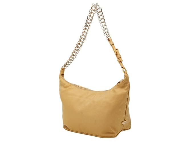 Borsa a spalla con catena e logo Prada Beige - vista 2