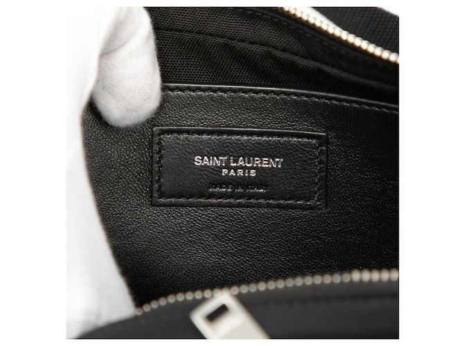 Borsa a spalla in nylon nero e pelle verniciata Saint Laurent - vista 5