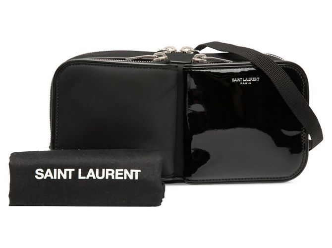Borsa a spalla in nylon nero e pelle verniciata Saint Laurent - vista 7