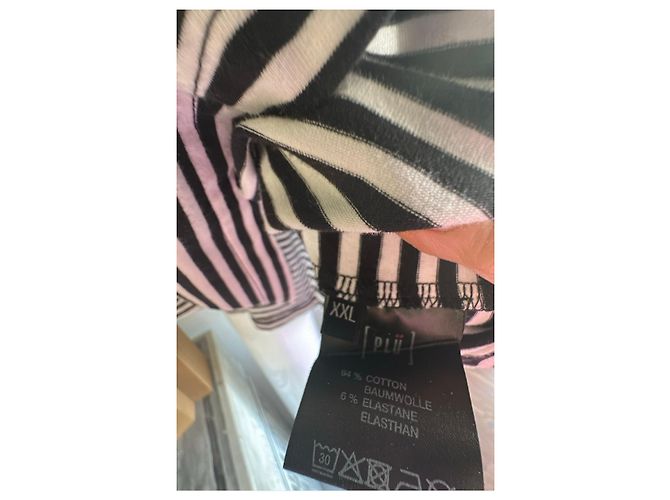 Autre Marque Black and white striped t-shirt with bow detail - view 2