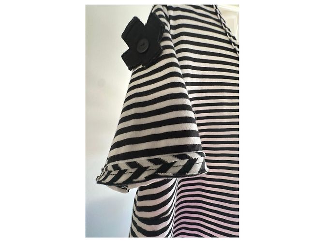 Autre Marque Black and white striped t-shirt with bow detail - view 3