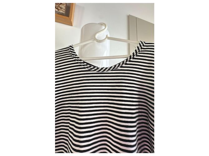 Autre Marque Black and white striped t-shirt with bow detail - view 4