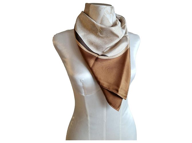 Foulard Hermès "Uccelli Migratori" 90 × 90 cm – seta vintage – ottime condizioni Marrone Beige - vista 2