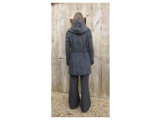 Autre Marque Abrigo Max Mara Studio Gris de Lana con Capucha - vista 3