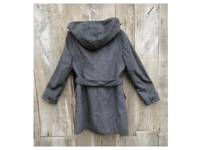 Autre Marque Abrigo Max Mara Studio Gris de Lana con Capucha - vista 8