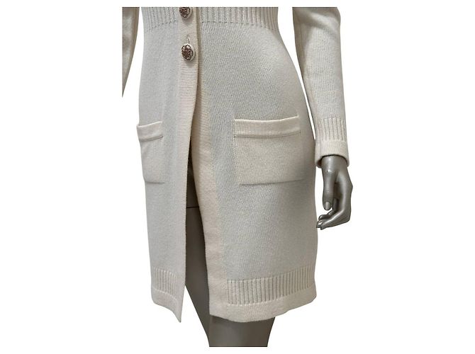 Timeless Chanel Langer Kaschmir-Cardigan - Weiß, FR 36 Gebraucht - Ansicht 5