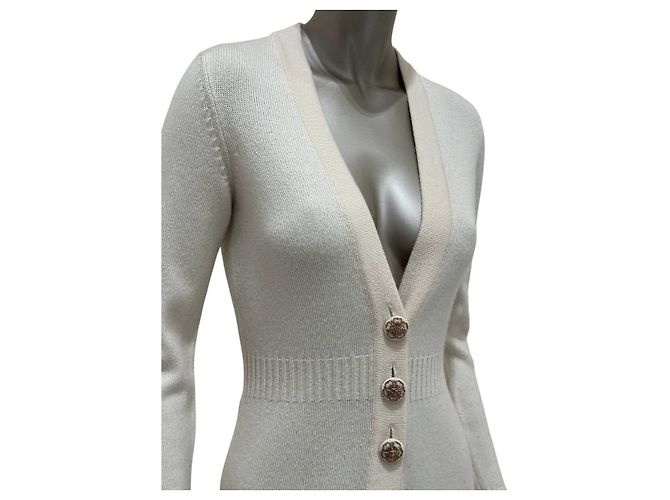 Timeless Chanel Langer Kaschmir-Cardigan - Weiß, FR 36 Gebraucht - Ansicht 6