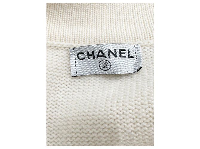 Timeless Chanel Langer Kaschmir-Cardigan - Weiß, FR 36 Gebraucht - Ansicht 7