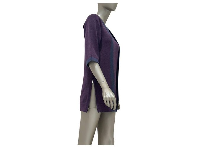 Chanel Langer Cashmere Cardigan Lila FR 34 Gebraucht - Ansicht 3