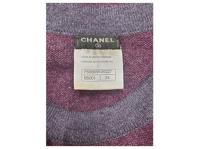 Chanel Langer Cashmere Cardigan Lila FR 34 Gebraucht - Ansicht 4