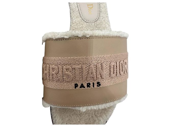 Sandali piatti in suede beige shearling Dway Christian Dior 37 usati - vista 7