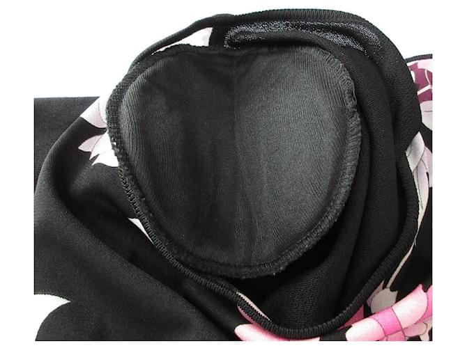Top Floreale Stretch LEONARD Nero Rosa - vista 5