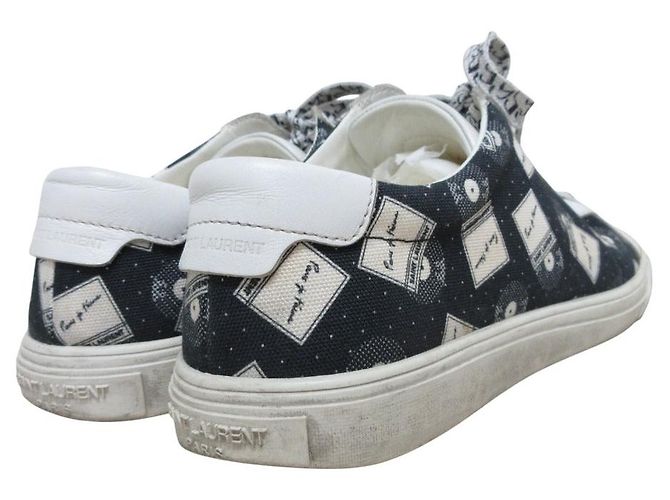 Yves Saint Laurent Saint Laurent Paris Canvas-Leder-Sneaker Schwarz Weiß - Ansicht 10