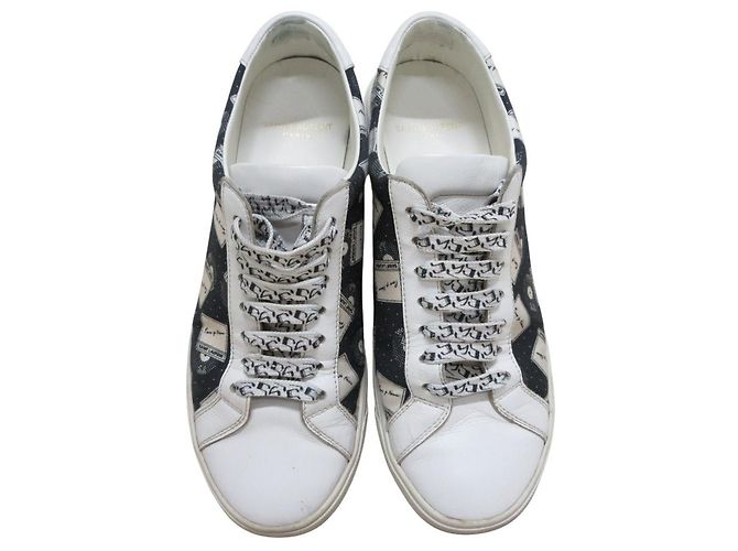 Yves Saint Laurent Saint Laurent Paris Canvas-Leder-Sneaker Schwarz Weiß - Ansicht 2