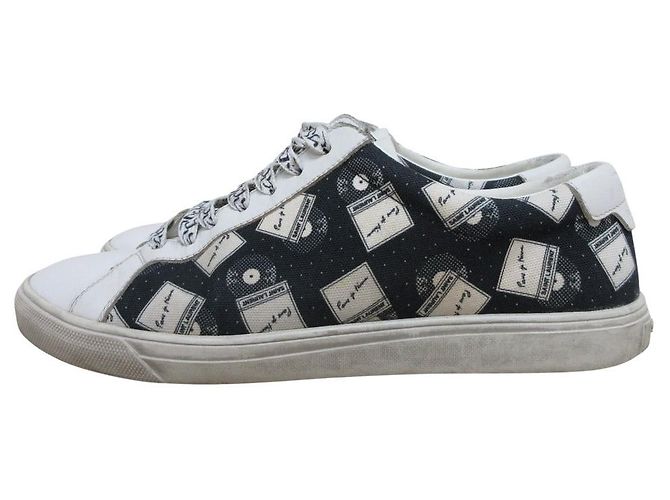 Yves Saint Laurent Saint Laurent Paris Canvas-Leder-Sneaker Schwarz Weiß - Ansicht 3