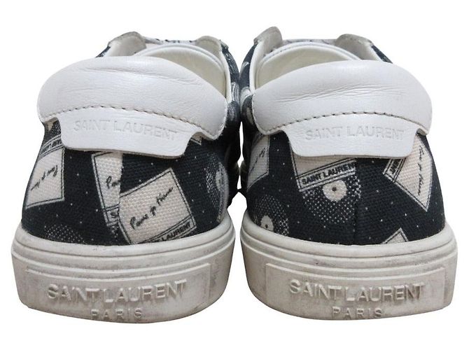 Yves Saint Laurent Saint Laurent Paris Canvas-Leder-Sneaker Schwarz Weiß - Ansicht 4