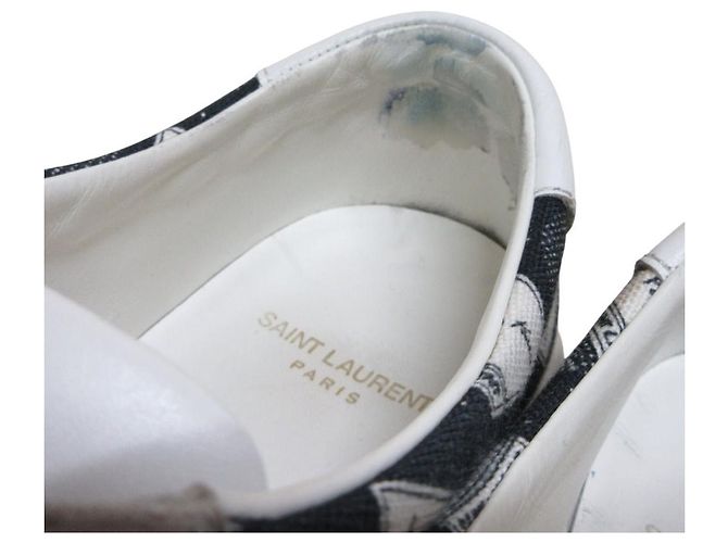 Yves Saint Laurent Saint Laurent Paris Canvas-Leder-Sneaker Schwarz Weiß - Ansicht 5