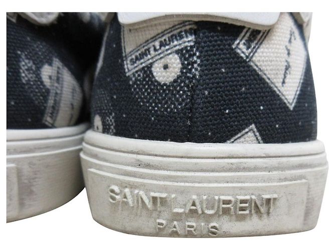 Yves Saint Laurent Saint Laurent Paris Canvas-Leder-Sneaker Schwarz Weiß - Ansicht 7
