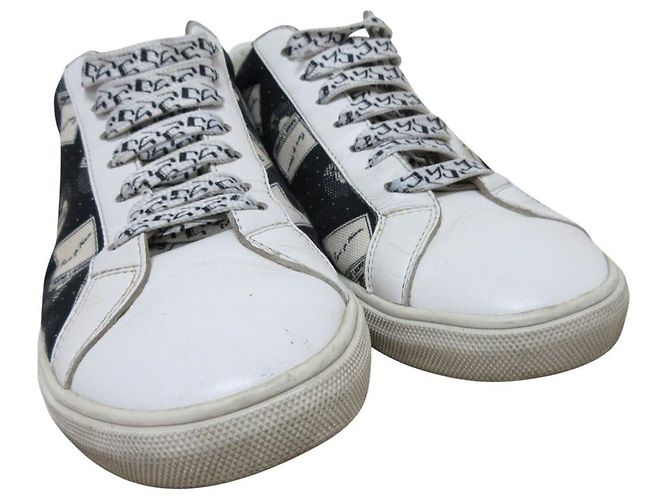 Yves Saint Laurent Saint Laurent Paris Canvas-Leder-Sneaker Schwarz Weiß - Ansicht 8