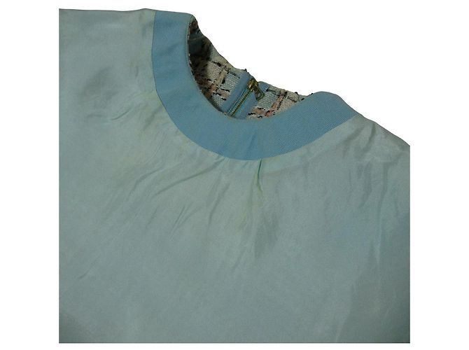 Autre Marque Kurzarmbluse aus Karotweed Drawer Blau Hellblau - Ansicht 8