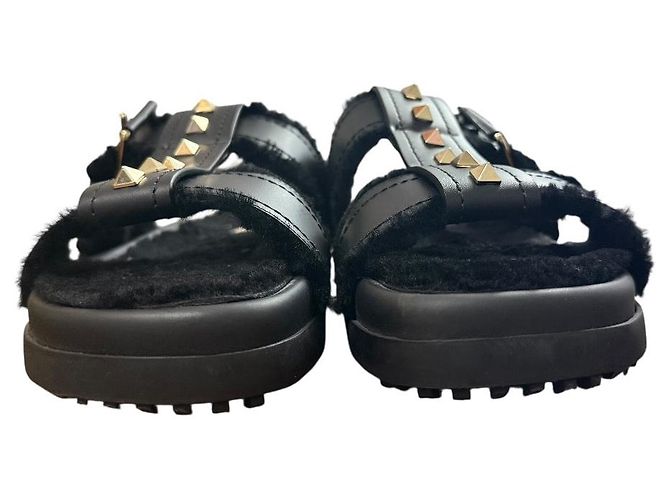 Sandalias de shearling Rockstud Valentino Garavani Negro - vista 2