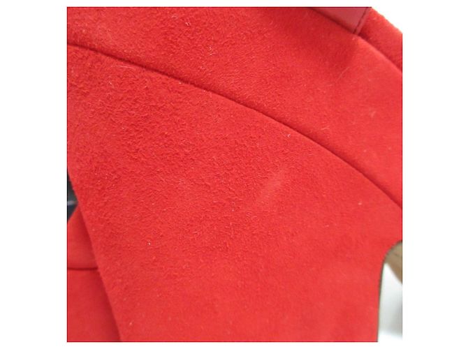 Céline Sandali con tacco spesso in suede Celine Rosso - vista 17