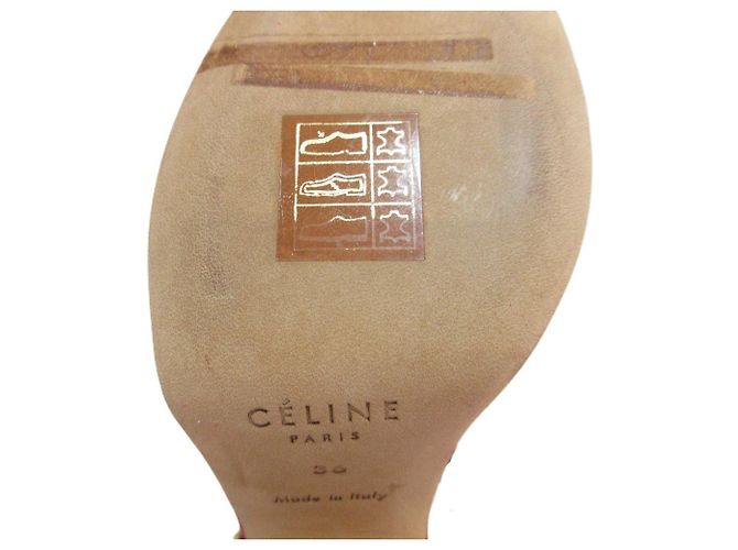 Céline Sandali con tacco spesso in suede Celine Rosso - vista 8