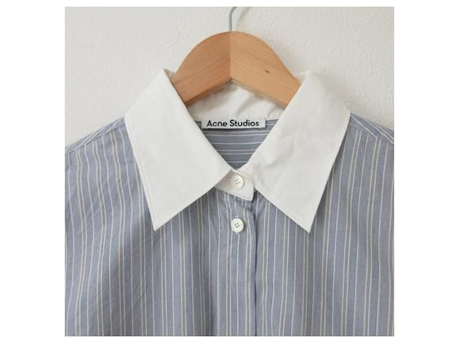 Camicia oversize a righe Acne Studios Blu - vista 3