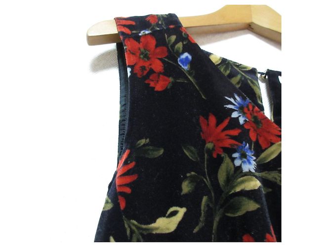 Autre Marque Stretch-Velours-Blumenmusterkleid GUILD PRIME Schwarz - Ansicht 4