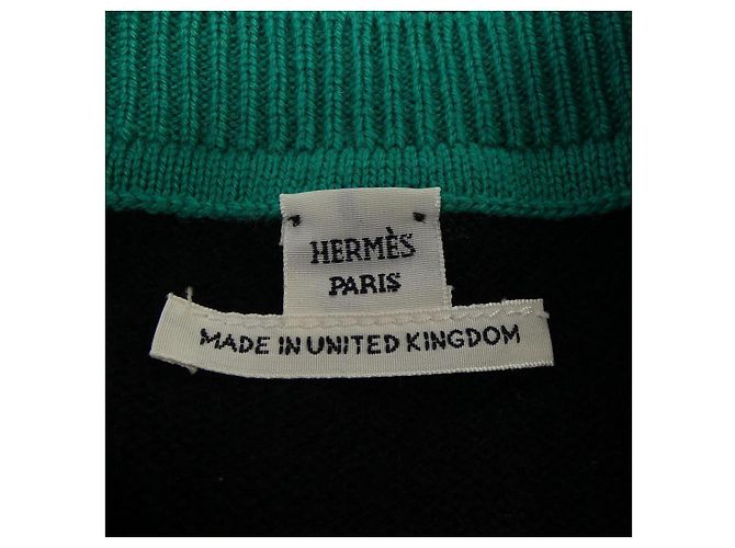Cárdigan de cachemira Hermès Negro Beige Verde - vista 4